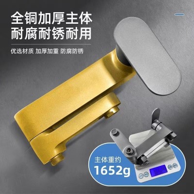 全铜混水阀淋浴水龙头枪灰色简易卫生间增压沐浴三联开关花洒套装图4