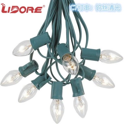定制E12灯串 C7钨丝清光LED灯泡 彩色灯泡 户外庭院装饰灯串美规  300套图4