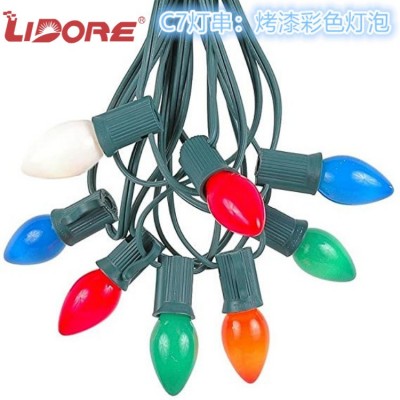 定制E12灯串 C7钨丝清光LED灯泡 彩色灯泡 户外庭院装饰灯串美规  300套图5