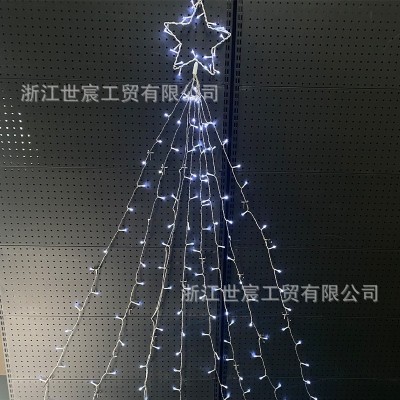LED五角星瀑布灯流水灯流星灯圣诞节日装饰灯庭院户外星星灯串   100套图3