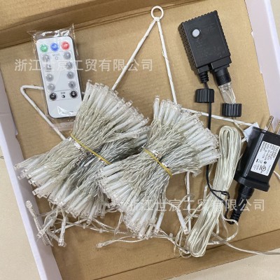LED五角星瀑布灯流水灯流星灯圣诞节日装饰灯庭院户外星星灯串   100套图5