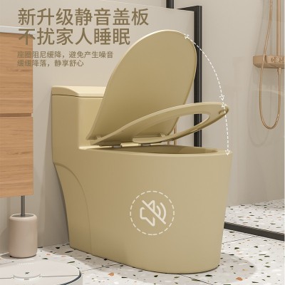 跨境卡其色马桶虹吸式抽水家用坐厕彩色防臭个性创意卫生间坐便器  1个图4