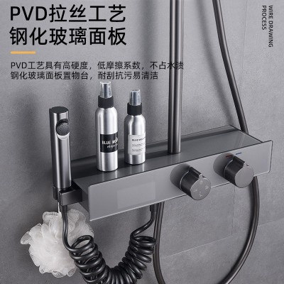 广东曼高卫浴 开平枪全铜沐浴花洒 冷热数显手持花洒莲蓬纯白枪灰  1套图3