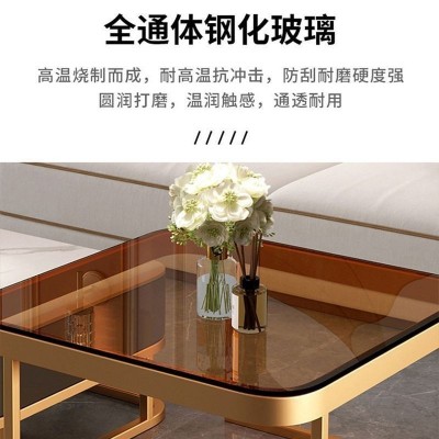 岩板玻璃茶几电视柜组合家用客厅小户型方型茶桌茶台特价2023新款  1把图3