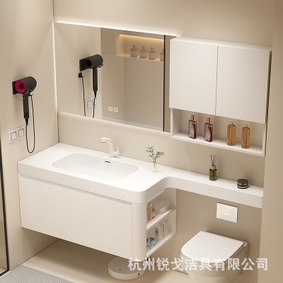 现代简约浴室柜组合智能轻奢可丽耐一体盆洗漱台马桶延长板洗手盆图5