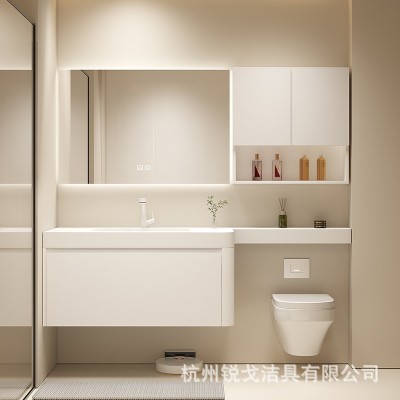 现代简约浴室柜组合智能轻奢可丽耐一体盆洗漱台马桶延长板洗手盆图4