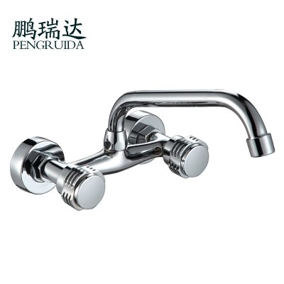 铜入墙式水龙头 厨房龙头双把双控双手轮冷热菜盆龙头图4