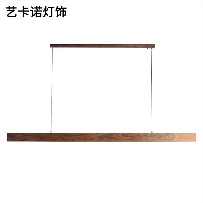 长条餐厅吊灯客厅北欧简约黑胡桃实木茶吧台办公室书房led吸顶灯图3
