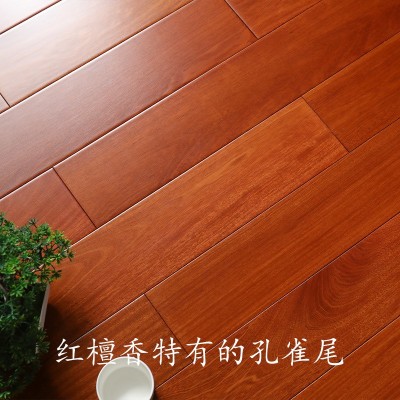 工厂直营家用实木地板香脂木豆红檀香地热暖锁扣人字拼纯实木地板图3