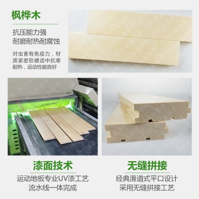 篮球场运动木地板体育馆羽毛球场室内防滑枫桦木弹性实木运动地板图5