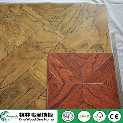 910X910X15/2mm榆木拼花珠三角厂家直销批发中式实木复合拼花地板图3