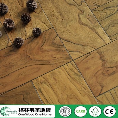 910X910X15/2mm榆木拼花珠三角厂家直销批发中式实木复合拼花地板图4