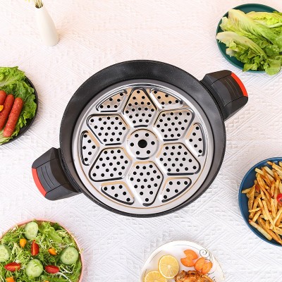 抖快代发家用多功能微压电热锅电蒸锅麦饭石电火锅料理速食电煮锅图4