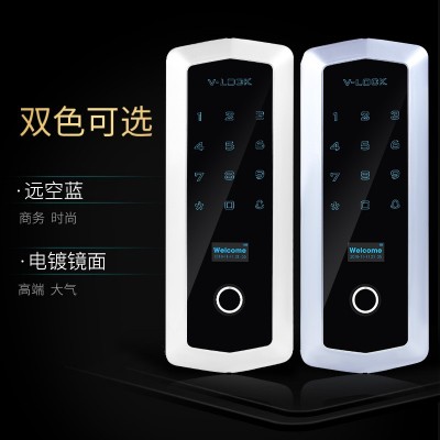 玻璃门指纹锁智能锁免开孔免布线刷卡半导体指纹头办公室玻璃锁图5