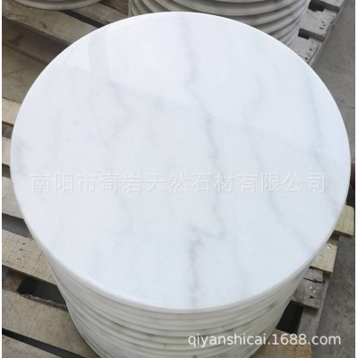 天然大理石圆片 卡拉白托盘 卡拉灰置物盘 首饰盘 云雾白大理石图3