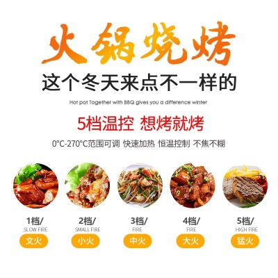 涮烤一体锅家用烧烤锅电火锅多功能鸳鸯锅电烤盘烧烤一体锅工厂图5