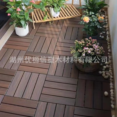 塑木地板户外花园庭院阳台地面铺设露台自拼二代共挤木塑拼接防滑图3