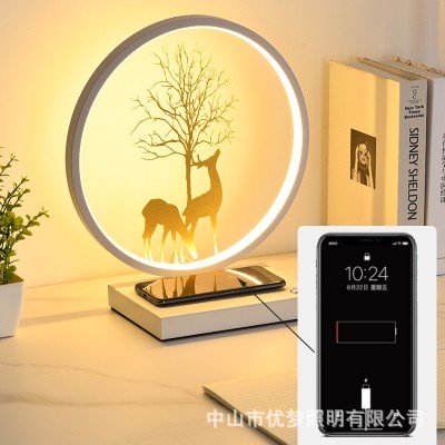 批发网红智能无线充电触摸台灯结婚礼物卧室床头灯创意浪漫温馨图3