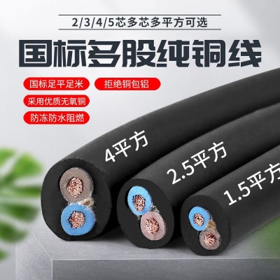 2芯国标电缆线2.5平方纯铜电线RVV两芯家用软线1.5平4平方护套线图2