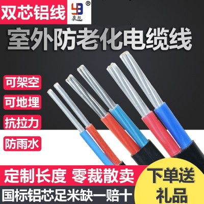 国标2芯电缆线铝芯家用户外电线4 6 10 16 25平方双芯铝线护套线图3