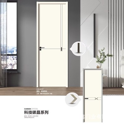 厂家实木复合简约碳晶木门卧室门 极简门办公室无漆公寓门静音门图2