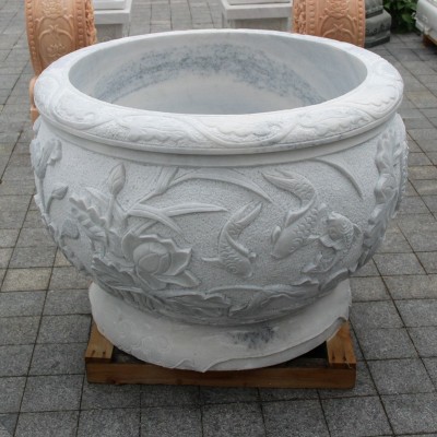 户外大石头水缸圆形中式复古庭院养鱼荷花池聚宝盆四合院水景装饰图4