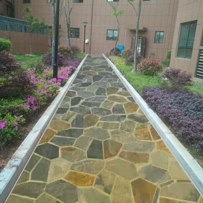青石板冰裂纹 冰裂纹碎拼石园林别墅青石板地砖 不规则地砖青石板图4