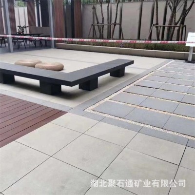 地铺芝麻灰石英砖 芝麻灰PC砖 定制火烧板 外墙干挂图5