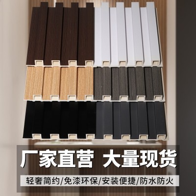 格栅板生态木护墙板凹凸形竹木纤维木长城背景墙墙裙吊顶天花材料图4