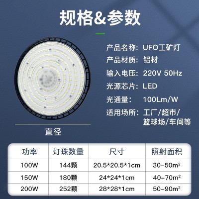 led工矿灯厂房灯超亮耐用100w车间仓库照明灯汽车修理厂防水吊灯图3