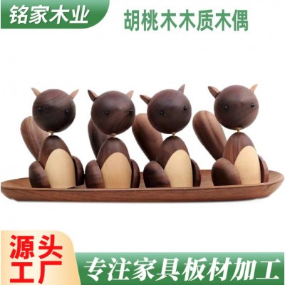供应黑胡桃木木质木偶 北欧创意玩偶 胡桃木木偶摆件 实木工艺品图2