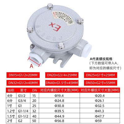 AH防爆过线盒矿用直通四通铝合金分线盒4分6分三通防爆接线盒图2